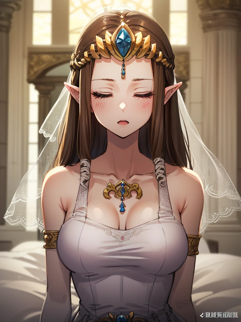 ((Very detailed and 美)),((close up of face)),((((Exposed breasts)))),()),((Exposed shoulders)),(((()))),(Expressionless)),,((alone))Anime art style,masterpiece,(Highest quality), (Very detailedな),(とても繊細でbeautiful),(alone),(Detailed face ),(((Close your eyes))),(((((Mature Woman,Queen))))),((とてもbeautiful肖像画)),((crinoline)),,((Straight Long Hair),(()),((Open your mouth)),((())),((Wedding dress)),((Dark brown hair)),,Princess Zelda, ((Highest quality)), (Very detailed), ,(((constrained))),beauty,beautiful,Princess Zelda, Ticker,)),
((At the bed))Nintendo, The Legend of Zelda