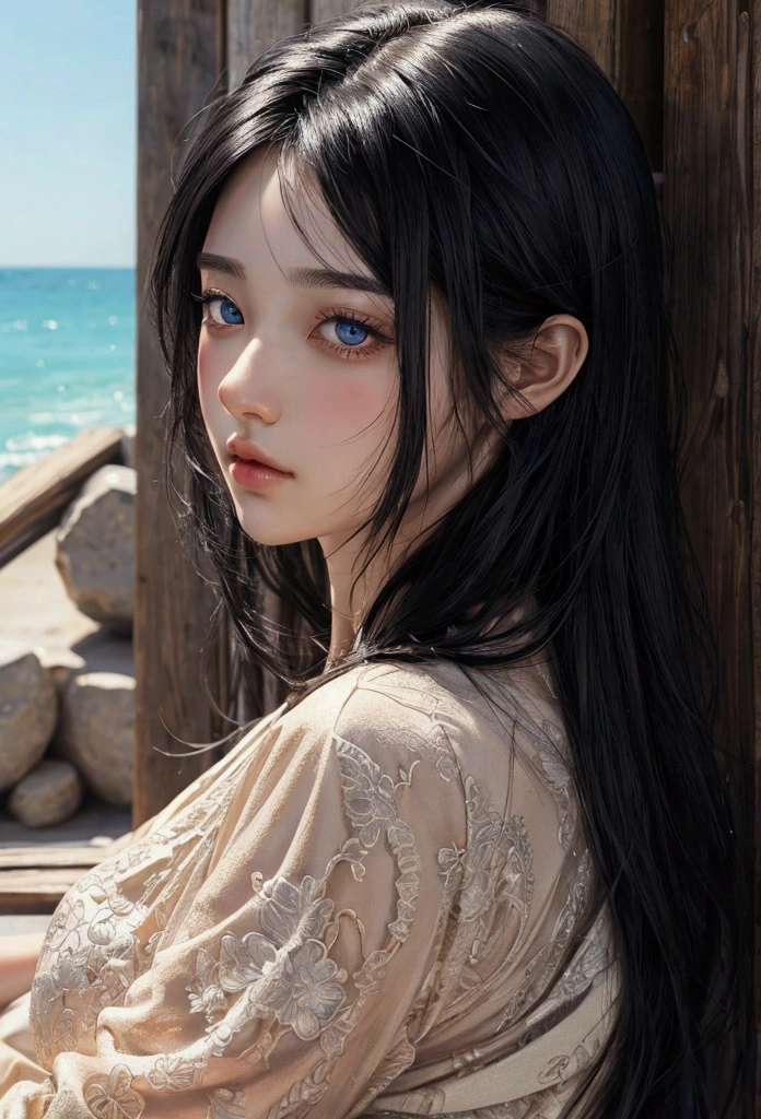 Aesthetic Personalized character, during summer, anime artstyle, man, fantasy, romantic, detailed face, detailed eyes, detailed hair, black hair, for wallpaper