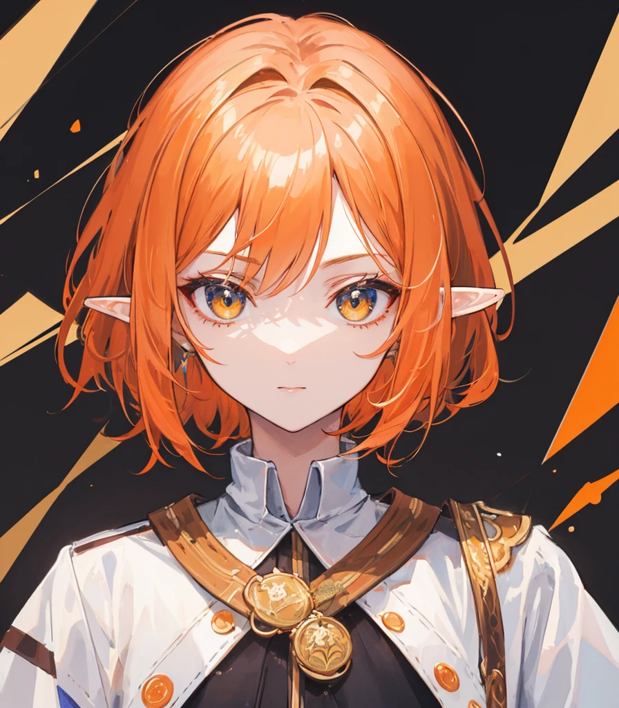 ((Highest quality)), ((masterpiece)), Perfect Face,male,Bob Head,Orange hair,Elf,No text