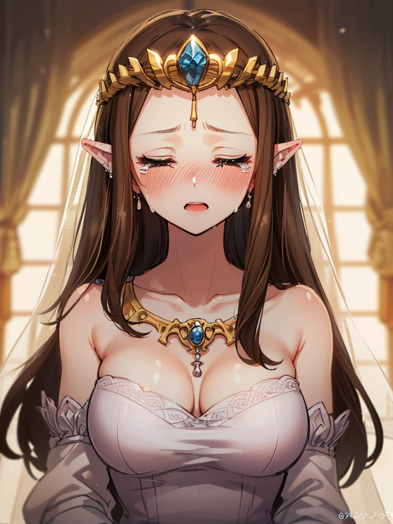 ((Very detailed and 美)),((close up of face)),((((Exposed breasts)))),()),((Exposed shoulders)),(((()))),(Expressionless)),,((alone))Anime art style,masterpiece,(Highest quality), (Very detailedな),(とても繊細でbeautiful),(alone),(Detailed face ),(((Close your eyes))),(((((Mature Woman,Queen))))),((とてもbeautiful肖像画)),((crinoline)),,((Straight Long Hair),((tears)),((Open your mouth)),(((Blushing))),((Wedding dress)),((Dark brown hair)),,Princess Zelda, ((Highest quality)), (Very detailed), ,(((constrained))),beauty,beautiful,Princess Zelda, Ticker,)),
((At the bed))Nintendo, The Legend of Zelda
