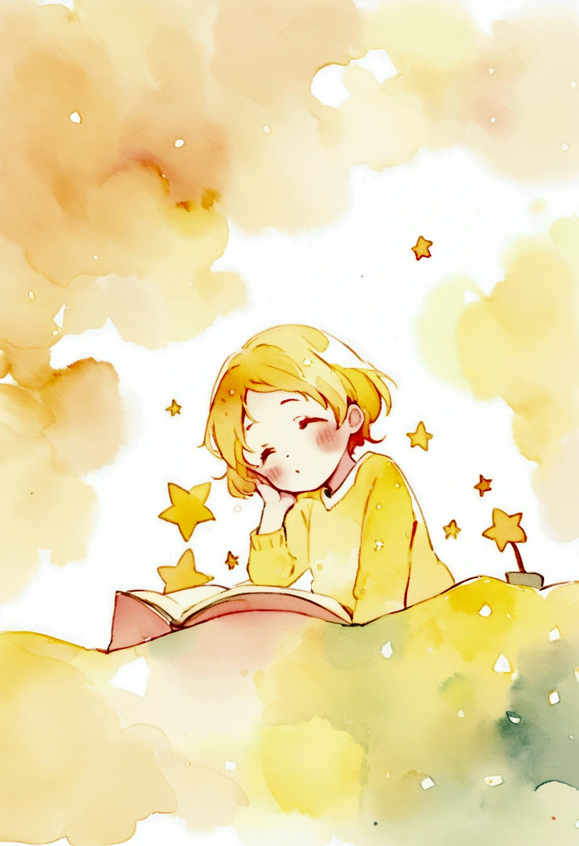 banana lemon star Colored only in yellow Picture books Watercolor