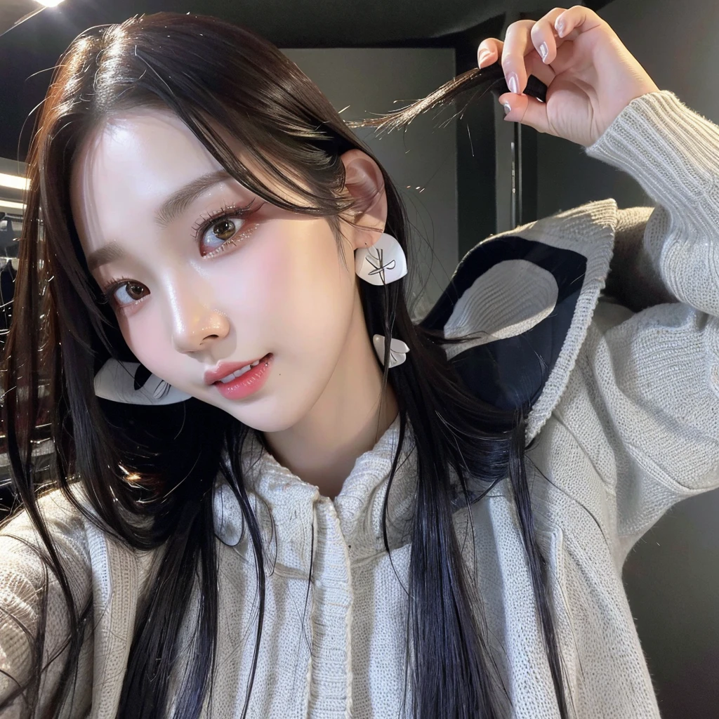Highest quality、Impish Smile、alone、(full body)、Winter clothes、Japan One Girl、(whole body)、beauty、18-year-old、Elaborate depiction、Detailed facial depiction、Symmetrical body、Symmetrical face、Idol Costumes、Pointy Nose、Keep your mouth shut、Big Breasts、There is a shadow、Cool eyes、Cool look、Long eyelashes、Thick eyelashes、Double teeth、Properly aligned teeth、Sharp contours、distinct facial features、Shooting with a single-lens reflex camera、Abdominal muscles、Korean Idol、whole body画像