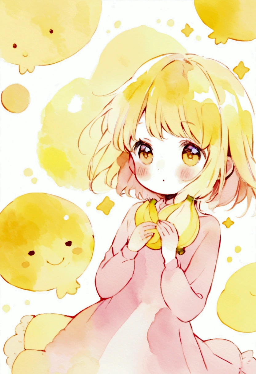 banana lemon star Colored only in yellow Picture books Watercolor