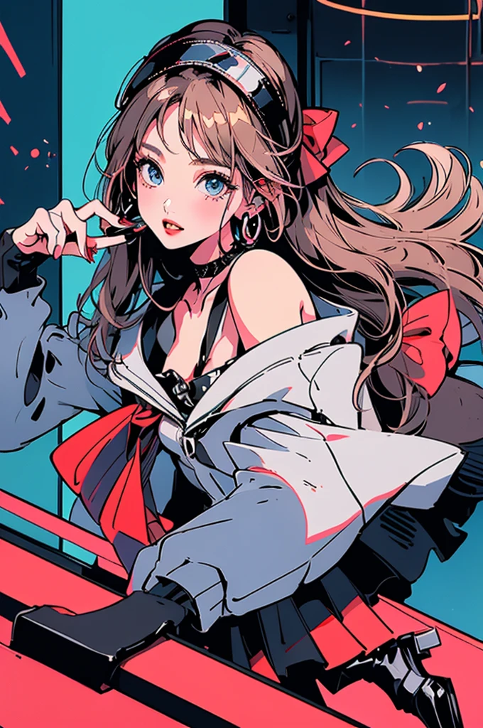 (masterpiece:1.2), Highest quality,Pixiv,Rebellious girl,Portraiture,Pink Hair，Black clothes，White Background，Facing right front，Surprised expression，with headband，Double Tail,Study at the table,praise,Chill,Private room、An illustration,masterpiece,girl,Bob Hair,Brown Hair,beautifuleye,Cleavage,Small breasts,(Sexy face),Cabaret Club,(VIP Room),hostess,Red backless dress,(Show me your back),(look back),Bare shoulders,((whole body:1.3)),((Black high heels:1.1)),茶色のeye,(small sparkly earrings),Close your mouth,{Depth of written border},(Particles of light:1.1).Photorealisticです、It is high resolution.、Gentle Light、1 Female、soloで、Hip Up、Glowing Skin、(A detailed face)、Hair with white waves、見る者を誘うeye、恋人eye線、inviting expression、Sexy smile、Perfection & Style、Perfect balance、Detailed skin、Naughty conflicts、I can see your chest、showing her：1.2、showing her：1.2、Horizontal feet、（At 32K、Live Shooting、Highest quality、workmanship：1.2)、(Spreading her legs wide、Spread your legs wide)、(Long twin tails)、Viewers are watching、前からeye線、Bullish、Erotic、Light blue bra、White skin、knees、(Beige pantyhose)、Absurd、Small Face、Bangs from center to center、The forehead is visible、(Embarrassed、skinny、)、workmanship、Highest quality、Ultra-high resolution、beautiful、beautiful、There is only one person、solo、Full Body、cute、Japanese women、Are standing、 （Photorealistic：1.37）、Photon interpretation、Realism、Young face、ブラウンeye、Black socks、(Red bow tie)、Radio City、Physical-based manners are cute、Maebo、Depth of written boundary、Body、Beautiful feet、Beautiful long legs、Slim legs、Tie your hair in one strand on your chest、(I can see the bangs)、lips、Blue_eye、Nose Soft、 (Shui Color)Shirt)、(Navy, blue and white checkered pleated skirt)