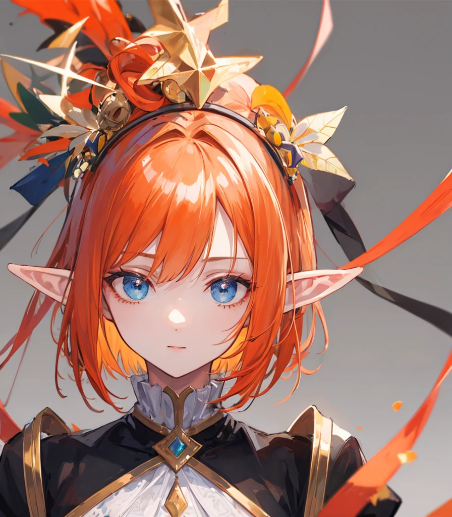 ((Highest quality)), ((masterpiece)), Perfect Face,male,Bob Head,Orange hair,Elf,No text