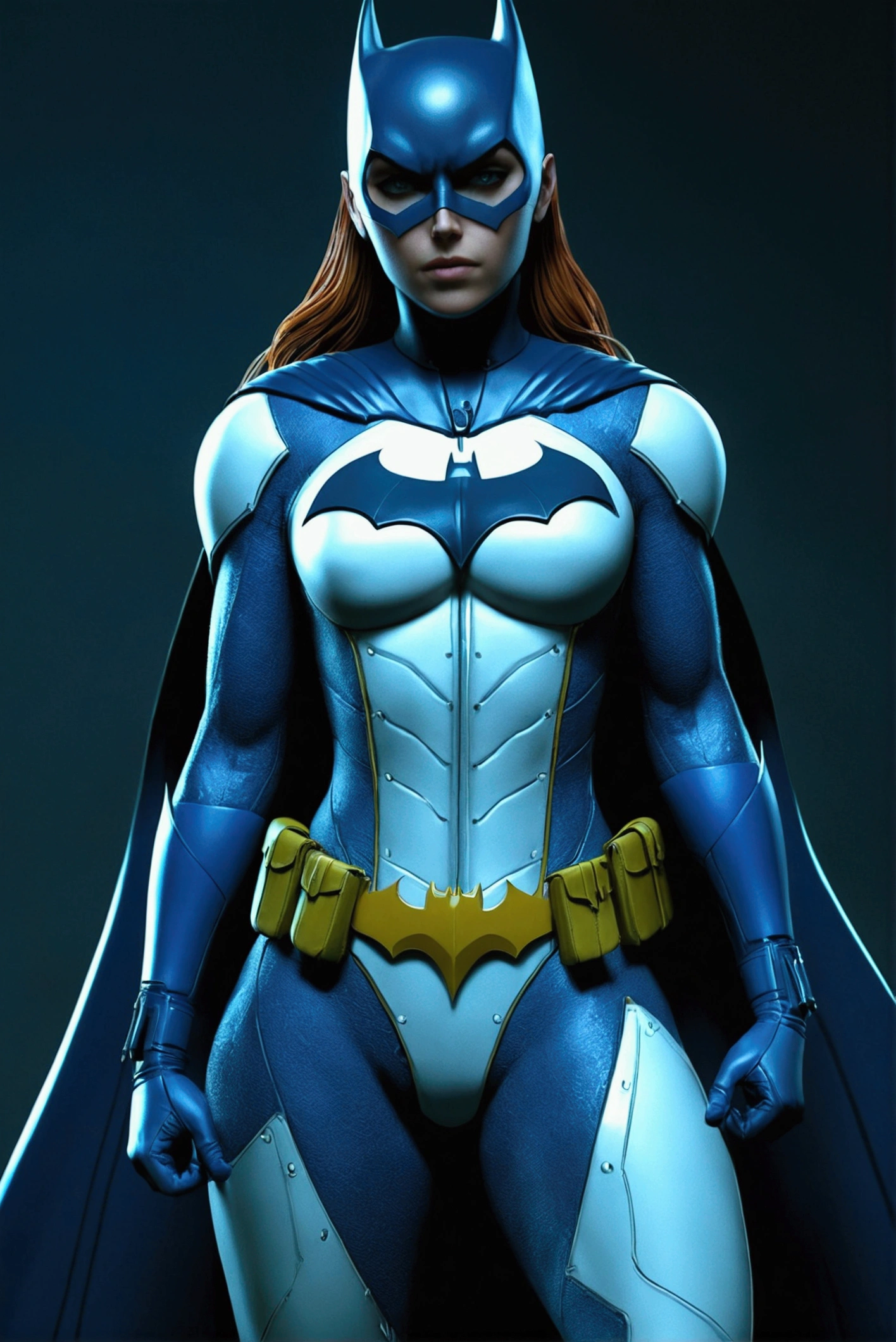 a masterpiece, batgirl from dc comic wearing alternate white and blue  costume, coy and alluring, full body, Kim Jung gi, freedom, soul, , cyberpunk, perfect anatomy, centered, approaching perfection, dynamic, highly detailed, w smooth, sharp focus, , unique, award winning, masterpiece hyper realistic detailed unreal engine

