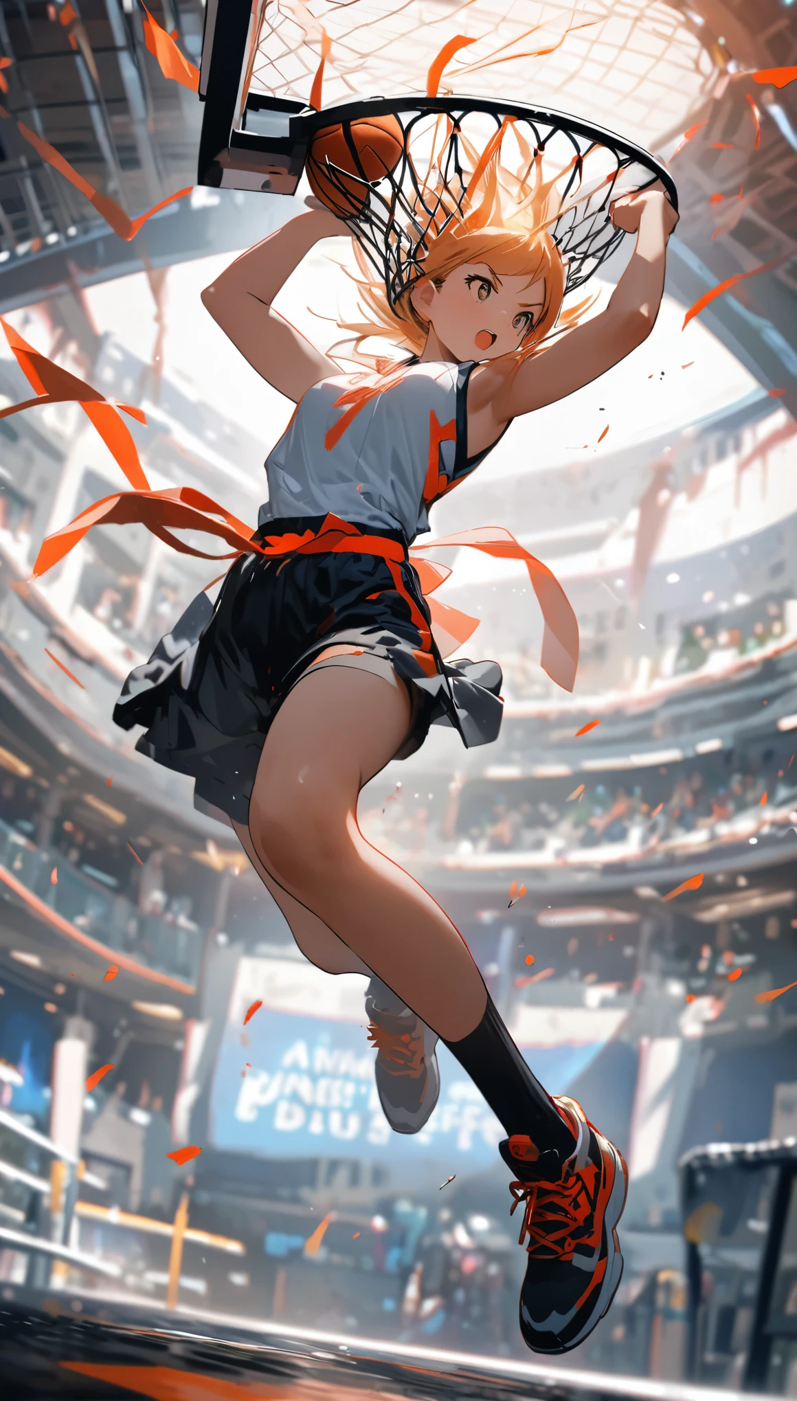 powerful and perfect dunk shot, 2.5D, delicate and dynamic