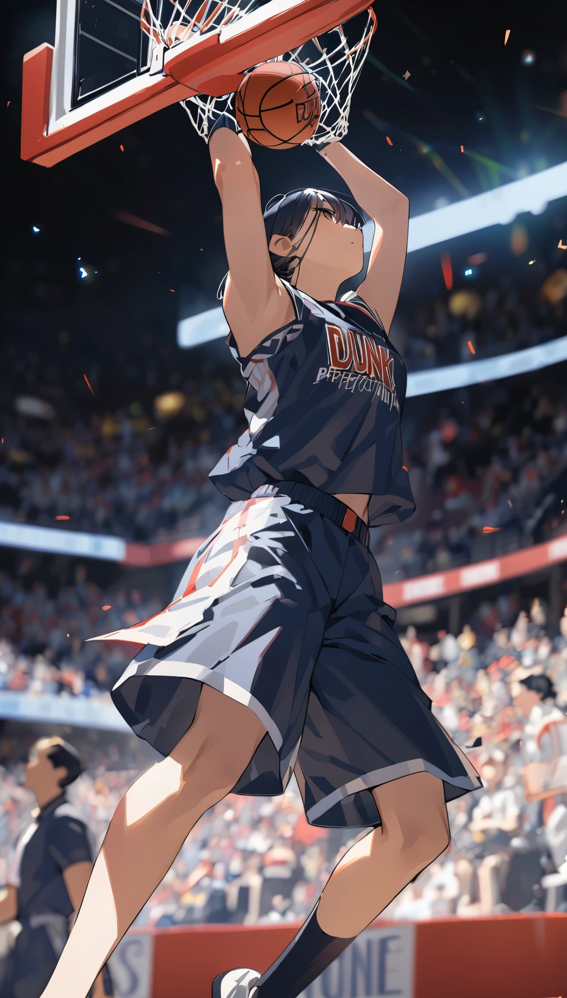 powerful and perfect dunk shot, 2.5D, delicate and dynamic