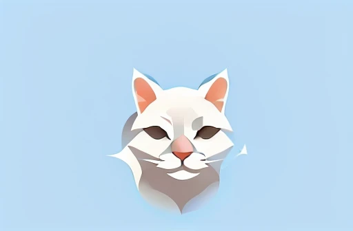 a simple white cat head logo,blue background,minimalist,clean,simple,elegant,flat design,digital art,vector art,illustration,high quality,4k,masterpiece