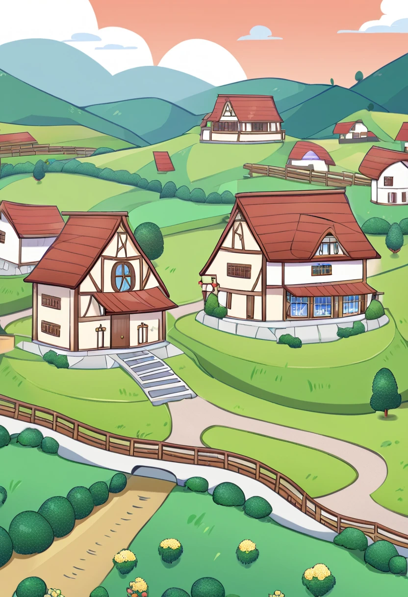 I want to live in such a beautiful countryside.。Anime Style