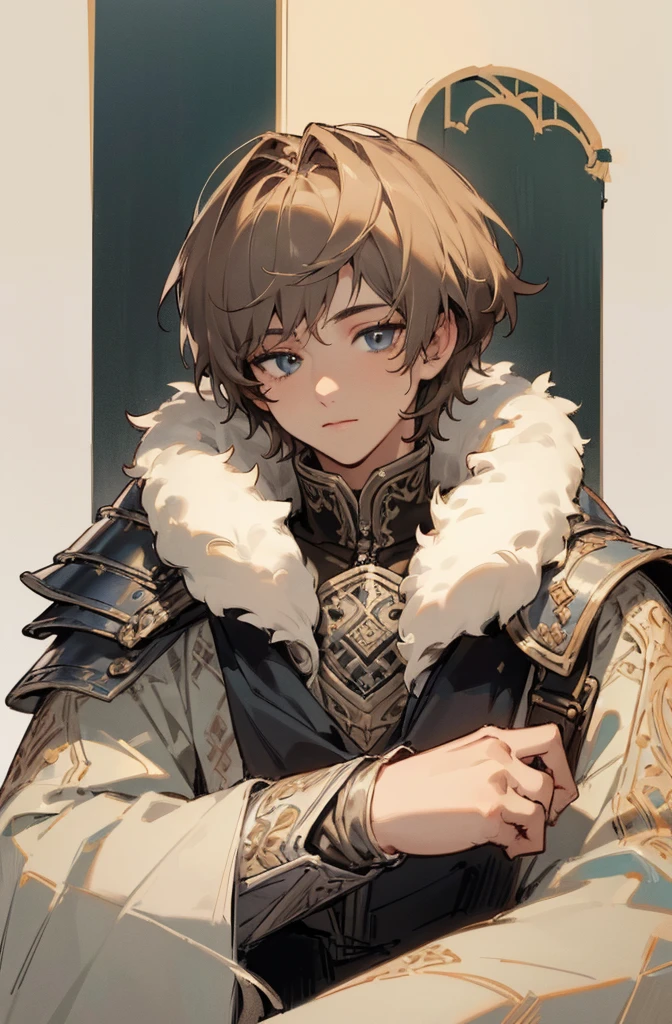 (Top quality details:1.22), 4K High Resolution, Super detailed, High-quality texture, Intricate details, Detailed Texture, In detail, High detail, High Quality Shadows, Beautiful face down to the last detail, Beautiful and kind eyes, Depth of written boundary, human, Adult, man, male, 1 boy , trimmed fur coat, knight armor, dungeonpunk