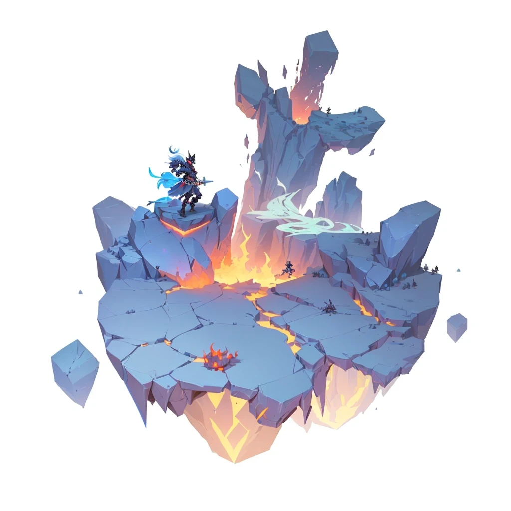 a cartoon image of a man on a rock with a sword, odin's stone arena background, background aerial battle, style of duelyst, official artwork, rayman legends boss, wrath flame and ruin, concept art, concept art, concept artwork, an axe elemental, mobile game art, epic boss battle, disgaea, blastoise