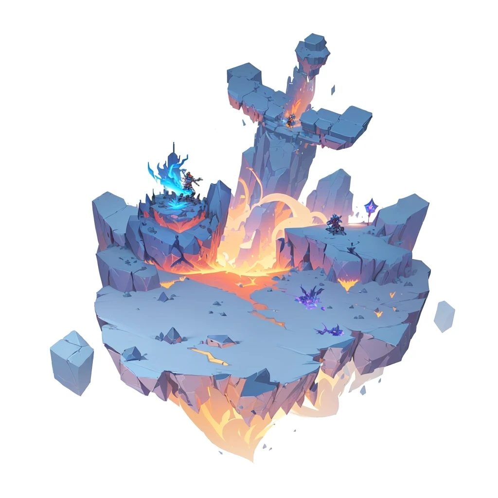 a cartoon image of a man on a rock with a sword, odin's stone arena background, background aerial battle, style of duelyst, official artwork, rayman legends boss, wrath flame and ruin, concept art, concept art, concept artwork, an axe elemental, mobile game art, epic boss battle, disgaea, blastoise