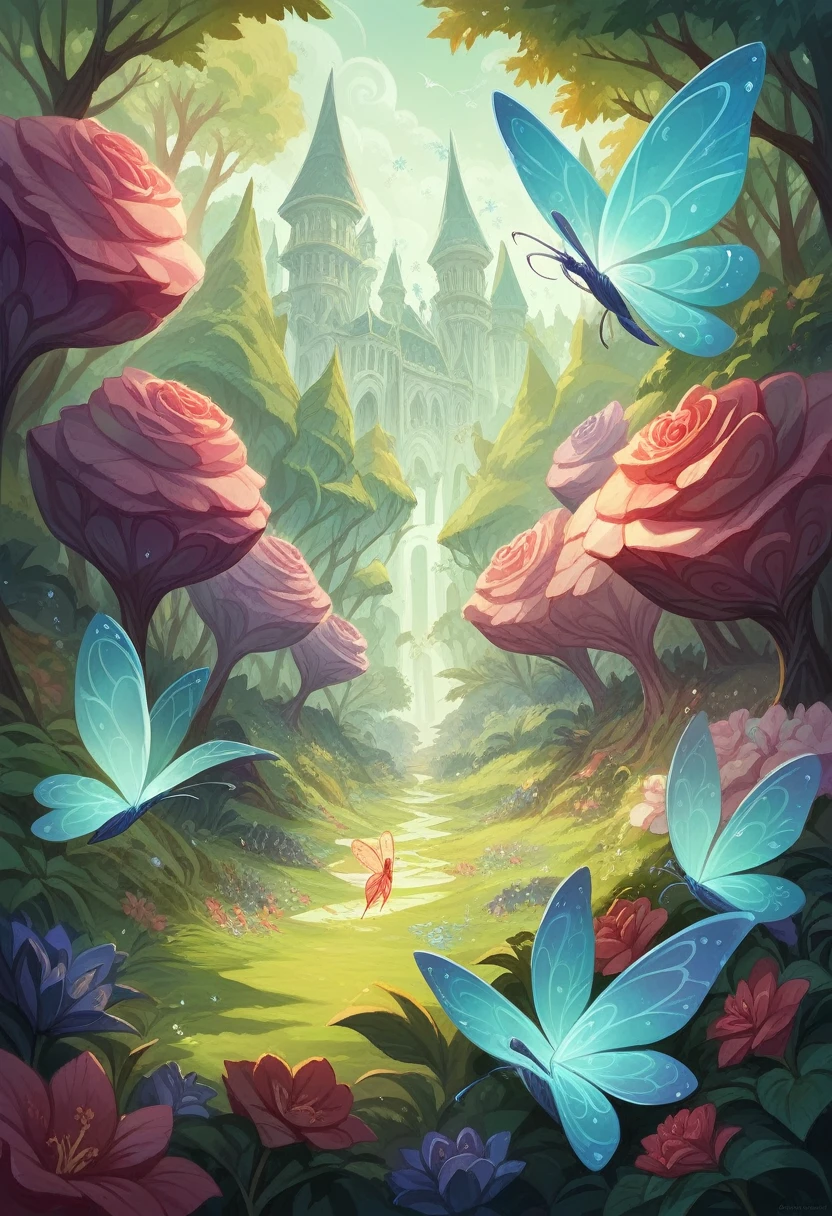A night landscape of a beautiful, dense enchanted forest, many fairy houses, fireflies, beautiful flowers with beautiful colors, full color, High contrast, ultra realistic details, ultra detailed, intricate details, copious forest