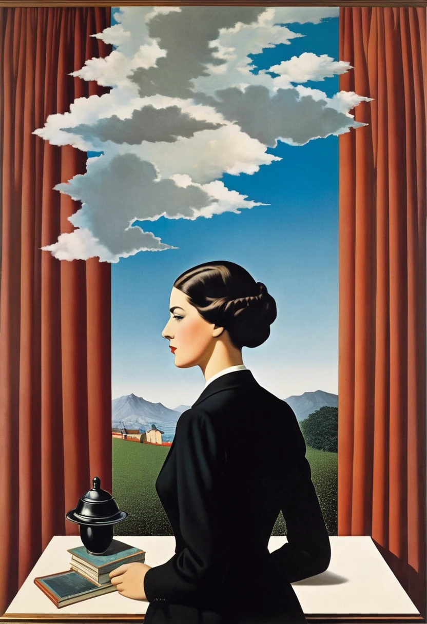 René Magritte，multi-layered collage，Collage with a woman&#39;s face，There are a lot of different things on it，Geometric Dislocation，Collage，Artistic sense，Painting，paint