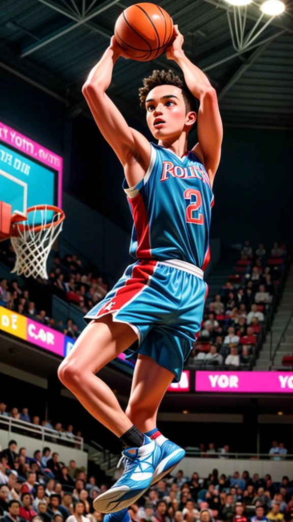Beautiful basketball player、Make a dunk shot