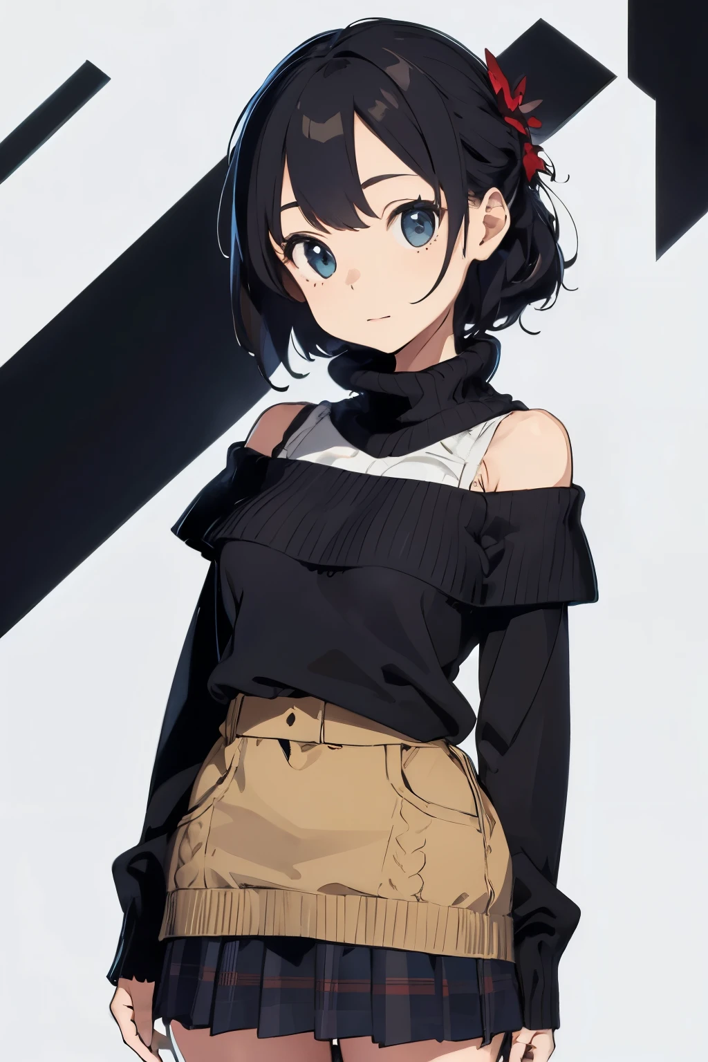 ((Highest quality)), ((masterpiece)), (detailed), One girl, Off-the-shoulder sweater,