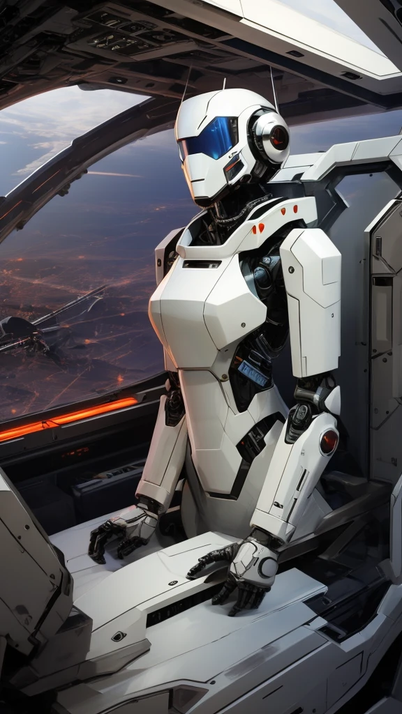 Sci-fi robot cockpit、no humans、Photographed from the front、unmanned、Quietness、