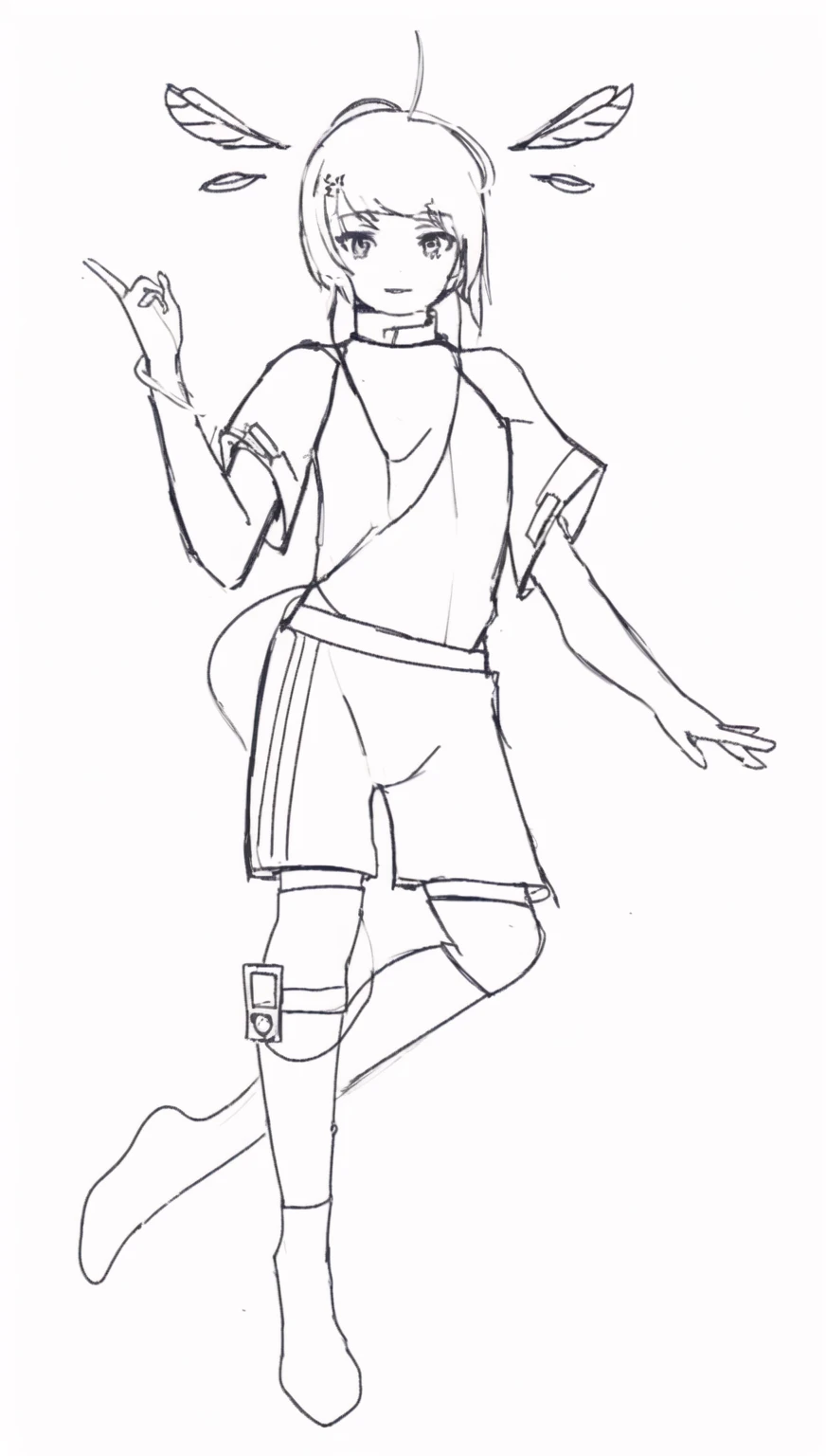 vtuber, front facing, live2d, tenshi kawaii, angel wings, sketch2img