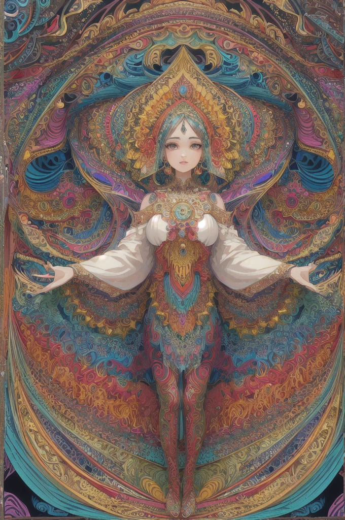 (masterpiece, top quality, best quality, official art, beautiful and aesthetic:1.2), (1girl:1.3), extremely detailed,(fractal art:1.2),colorful,highest detailed,(zentangle:1.2), (dynamic pose), (abstract background:1.5), (treditional dress:1.2), (shiny skin), (many colors:1.4), upper body