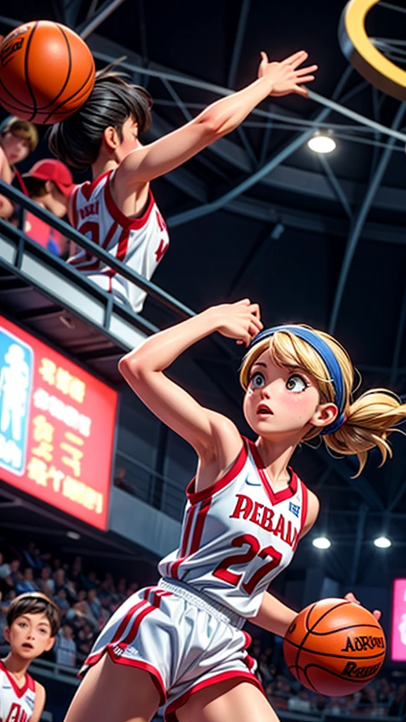 Beautiful girl basketball player、The moment he made the dunk shot