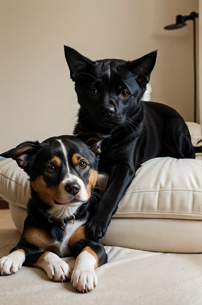 Close relation in dog and cat creative images