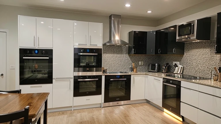 attractive and striking image for a company that sells household appliances and technological products. The image shows a variety of appliances and gadgets in a modern and stylish environment.