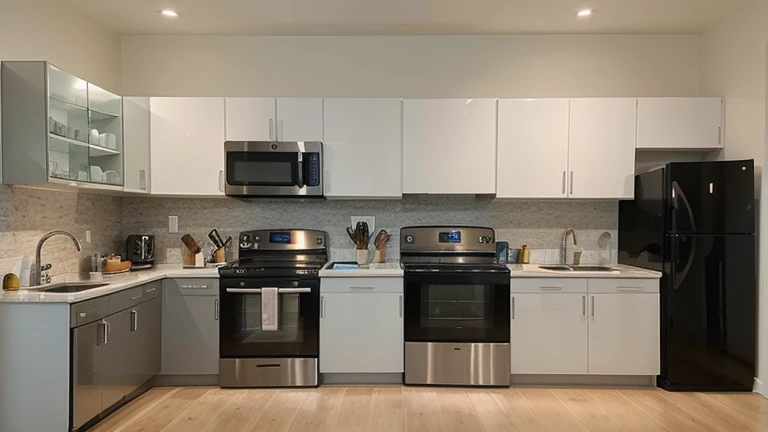 attractive and striking image for a company that sells household appliances and technological products. The image shows a variety of appliances and gadgets in a modern and stylish environment.