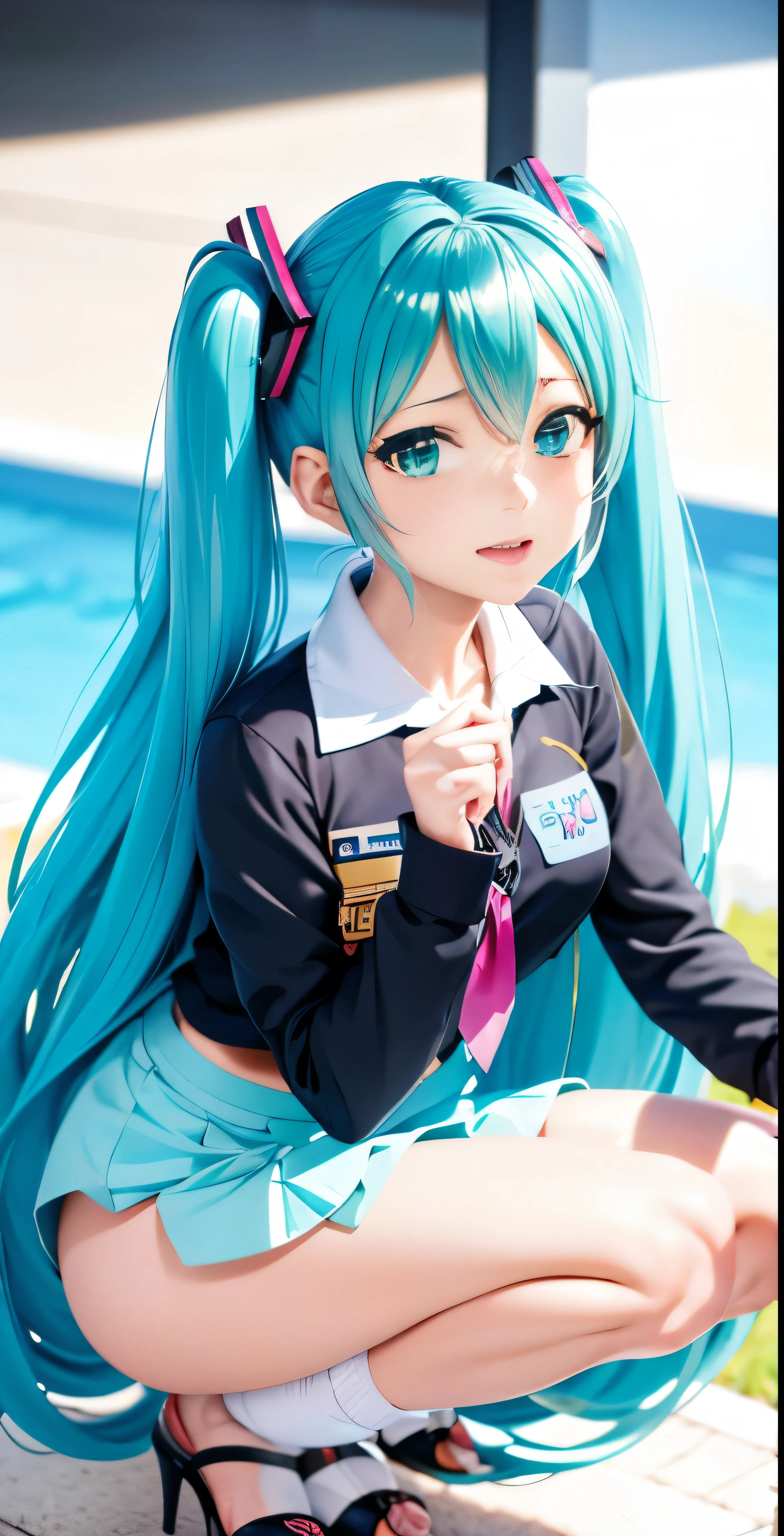 hatsune miku、Anime girl with long hair and a gun in her hand,Shimajima Pantiesがよく見える、hatsune miku、squat、Spread your legs、Showing panties,Ultra mini skirt、緑と白のShimajima Panties、From  to Kantai Collection style,Shimajima Panties、Ultra mini skirt、 Portrait Anime Astronaut Girl, Best anime 4K Kona-chan wallpapers, Terrible anime 8k, High-resolution official artwork, TRENDS ON THE ART STATION PIXIV, Perfect android girl, Cyborg - Silver Haired Girl, Anime Style 4K, Anime Art Wallpapers 8K, Azur Lane Style