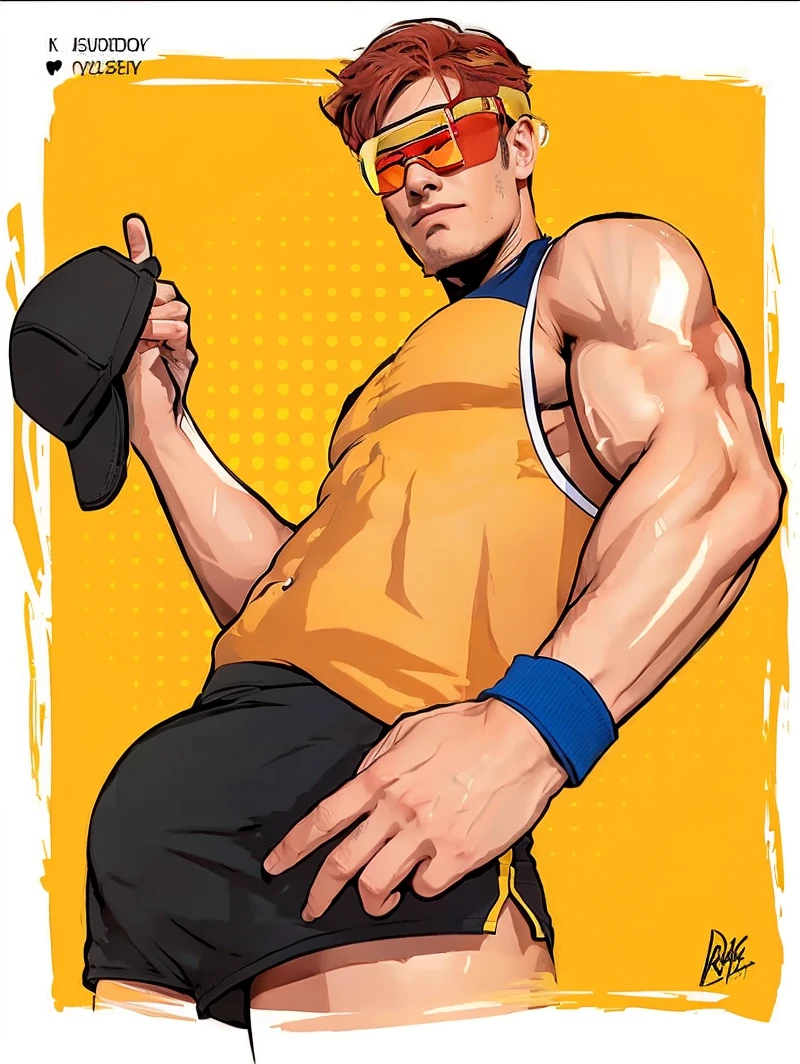 Enhance his muscles and put red glasses on him and make it real