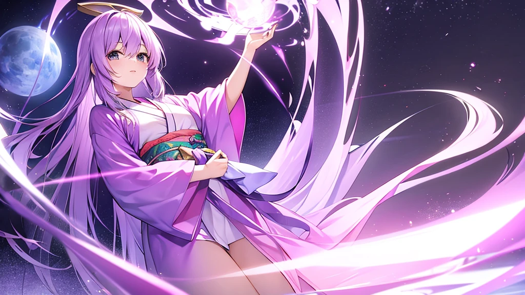 woman clear Light purple hair kimono Anime Style In a dream