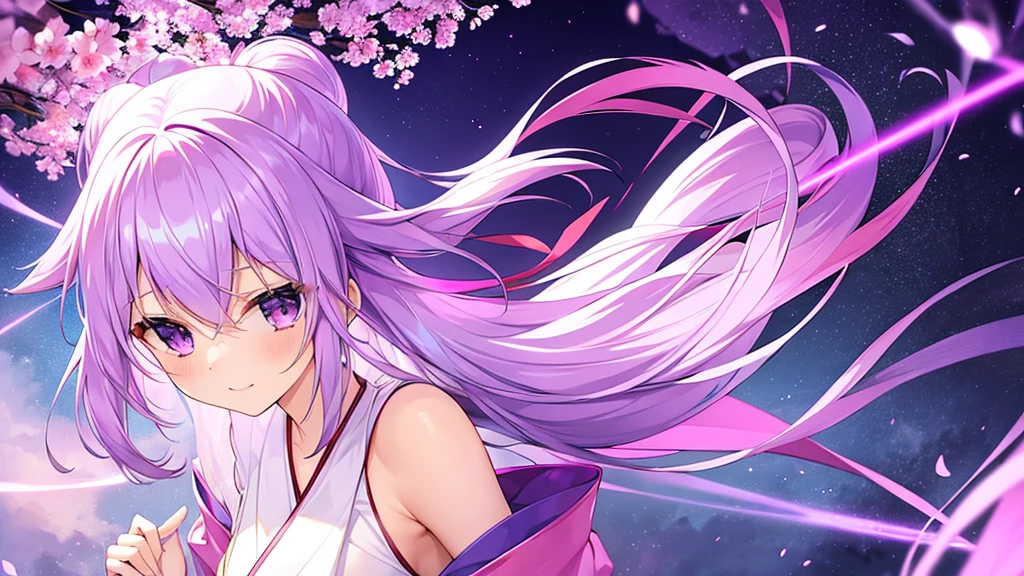 woman　clear　Light purple hair　　kimono　　Anime Style　　In a dream
