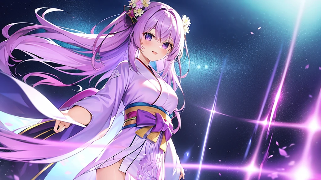 woman clear Light purple hair kimono Anime Style In a dream
