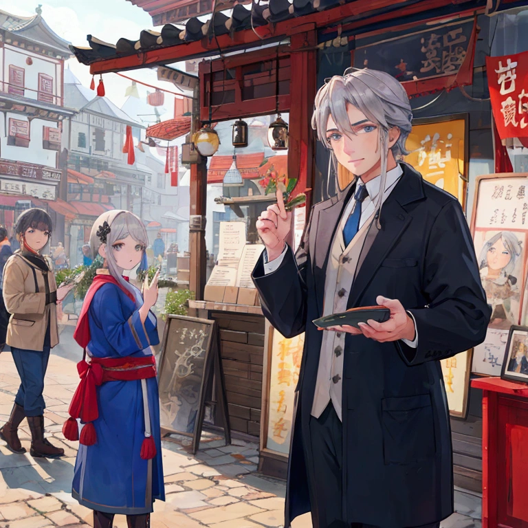 Former Adventurer、Middle-aged men、Gray Hair、Reconstruction of the town、Give orders in the town square