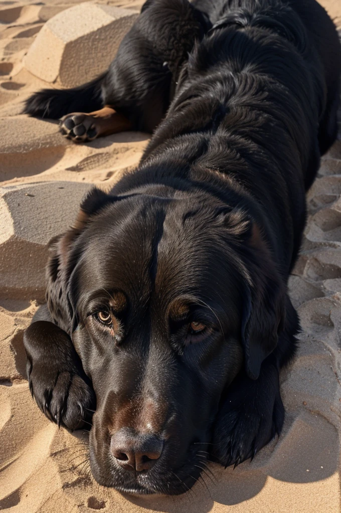 A dog sleeping upon black Thar 