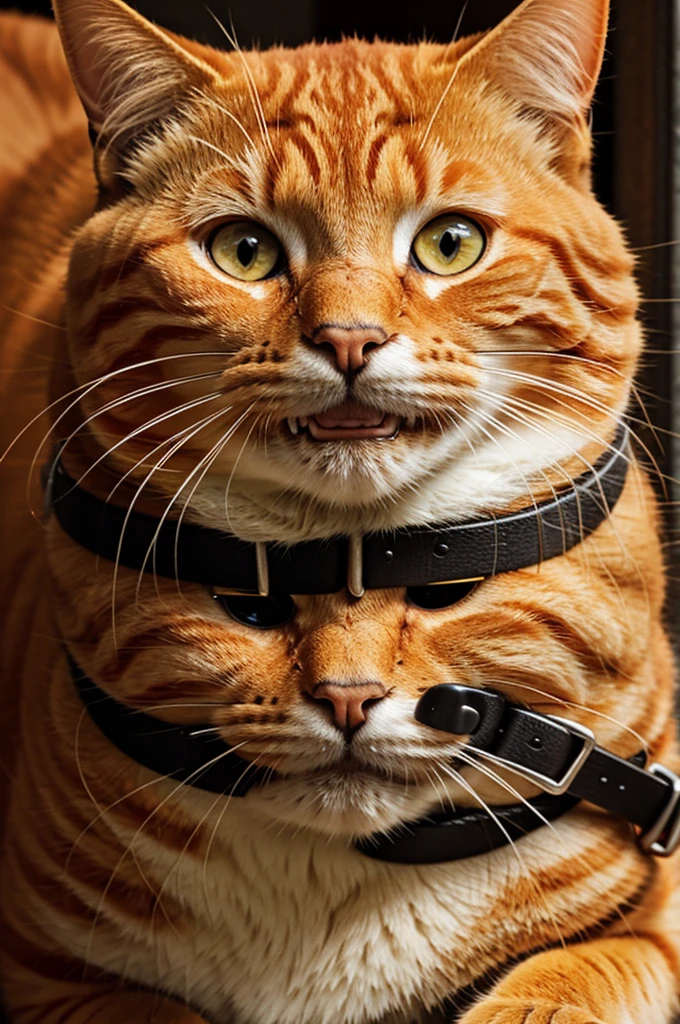 a smiling orange cat with braces