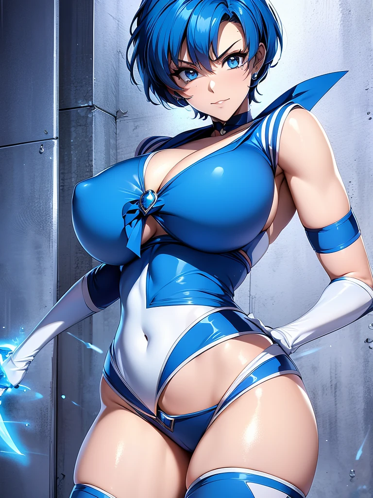 Sailor mercury,long blue hair,Blue Power Ranger, hurricane ,Sexy goth woman big breast, character sheet,