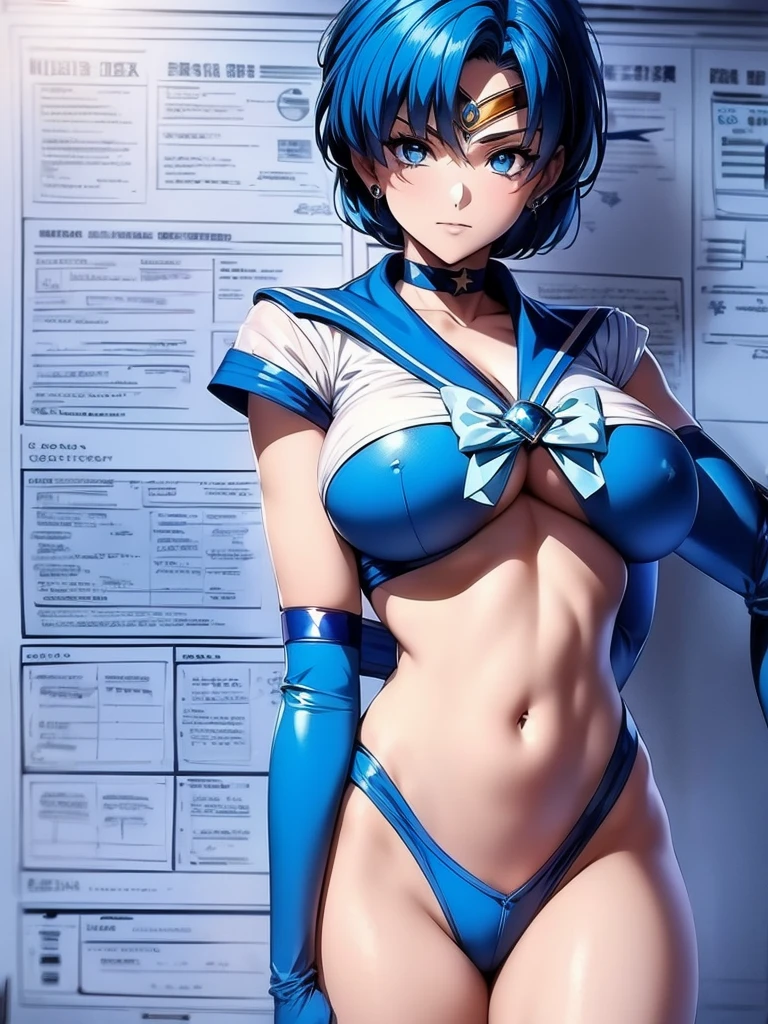 Sailor mercury,long blue hair,Blue Power Ranger, hurricane ,Sexy goth woman big breast, character sheet,