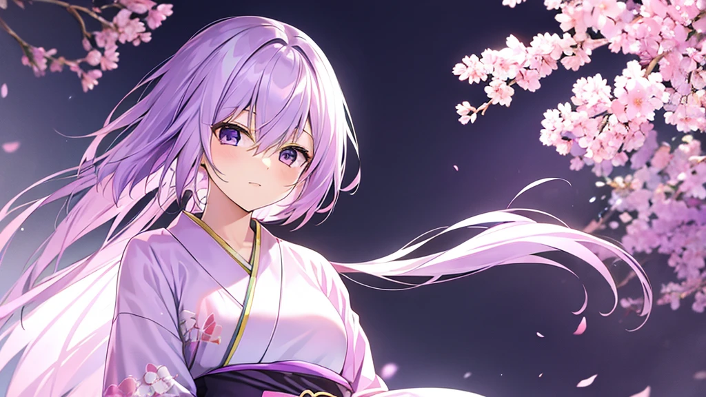woman clear Light purple hair kimono Anime Style hospital