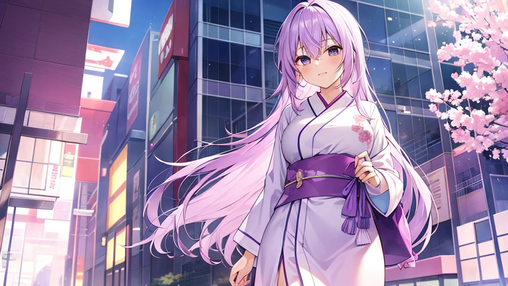 woman clear Light purple hair kimono Anime Style hospital