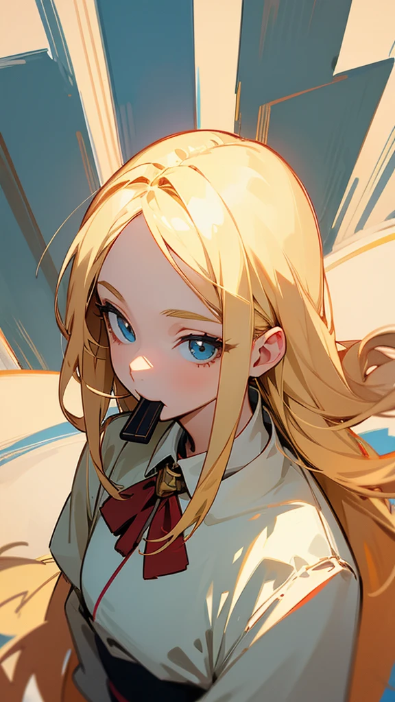 Gal、Food in mouth、Blonde、Around 25 years old、Anime style illustrations