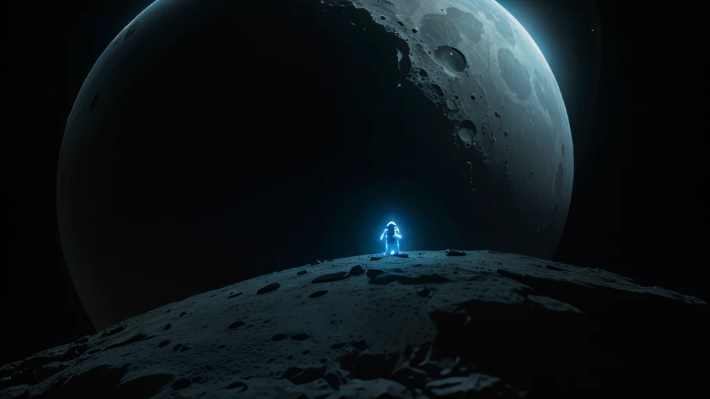 long shot, aliens on the moon looking out to the earth, high detail, wide shot, 4K, 3D, REALISTIC, (iridescent glow smoke), UHD, 32K, very bold neon colors, black light, neon light