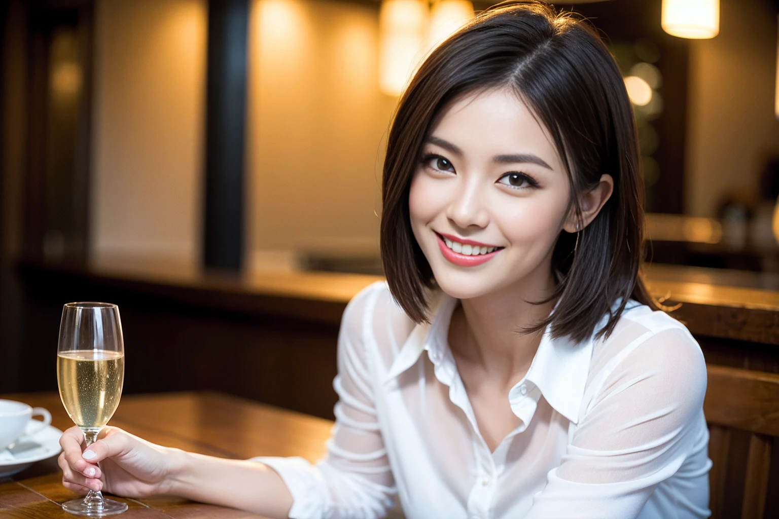 ((Highest quality、8K、masterpiece:1.3))、Shortcuts、cute、slimカップル、modelカップル、actress男優、(Realistic, Intricate details:1.2), full-course dinner、Wine Party、Amazing view of the sunset sky and clouds、A bright smile、short hair,Bright Face、 (Age 45), 42 years old, red wine 、Appetizers、Italian food、Wine bottle、Champagne、sparkling wine、Two beauties、Brown Hair、Shortcuts、Long sleeve shirt、dress、Beautiful woman 1, (slimな顔), (The body is slim), (Brown Hair), (Shortcuts), cheeks turn a little red,Attractive beauty、restaurant, In a prominent place (From the waist up) Nova Frog Style, actress, model, Upper Body, White wine, slim, wine glass, 中央に置かれたwine glass, smile, (smile: 1.15), Beautiful fine grain, Depth f/2,saturation, High Contrast, Strong light and shadow,Moist Body:1.5、3D texture、Delicate eyes、Brown Hair、The hair is very shiny、