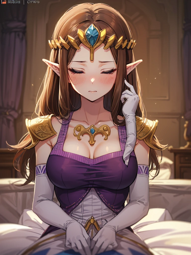 ((Very detailed and 美)),((close up of face)),((((Exposed breasts)))),()),((Exposed shoulders)),(((()))),((defy)),,((alone))Anime art style,masterpiece,(Highest quality), (Very detailedな),(とても繊細でbeautiful),(flont do),(Detailed face ),((Blushing))),(((((Mature Woman,Queen))))),((とてもbeautiful肖像画)),((crinoline)),,((Straight Long Hair),()),((Close your eyes)),(((Purple blouse))),(()),((Dark brown hair)),,Princess Zelda, ((Highest quality)), (Very detailed), ,(((constrained))),beauty,beautiful,Princess Zelda, Ticker,)),
((At the bed))Nintendo, The Legend of Zelda