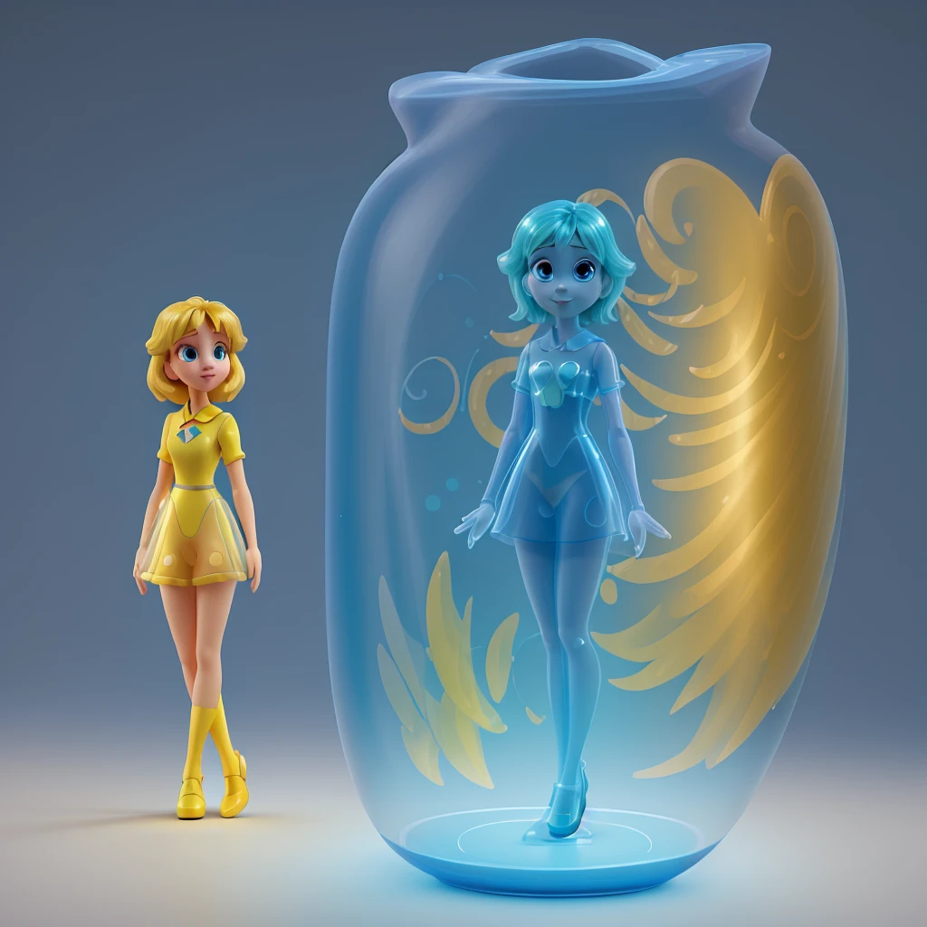 Light　Disney style　A transparent combination of blue and yellow　1 model　