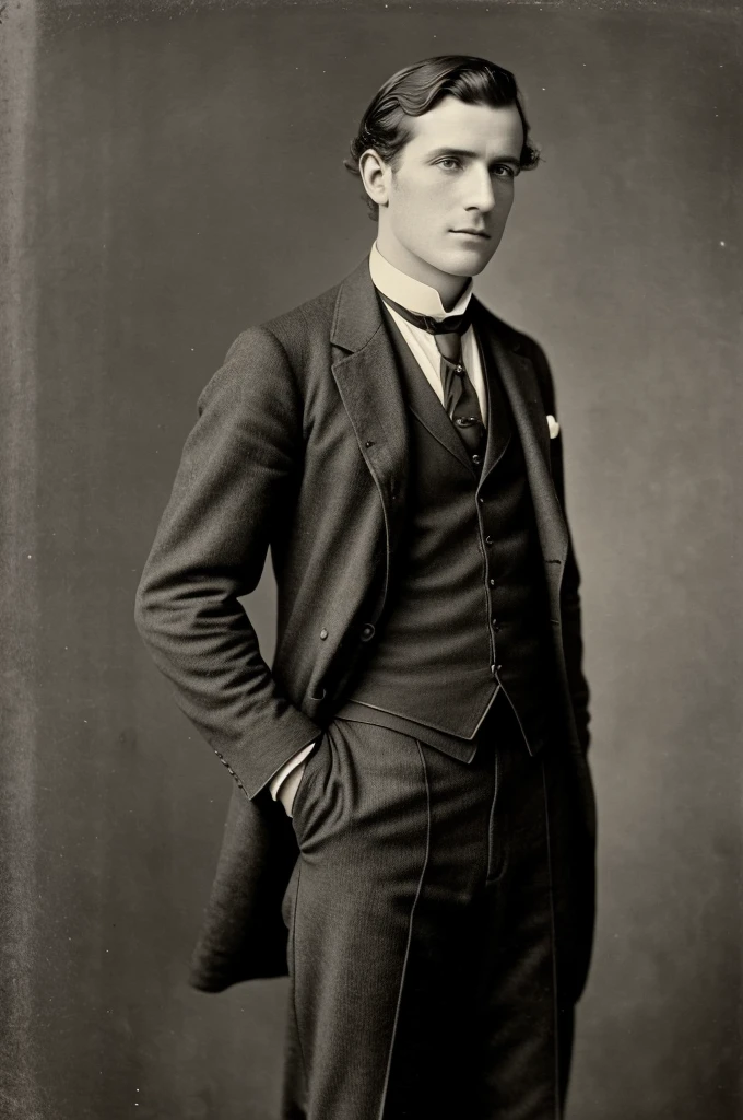 arafed photo of a man in a suit and tie posing for a picture, gustave bauman, 1 8 8 0 s photograph, inspired by Alexander Sharpe Ross, handsome man, 1 8 0 0 s vintage, vintage photo from 10, taken in the mid-late 1800s, inspired by Edwin Deakin