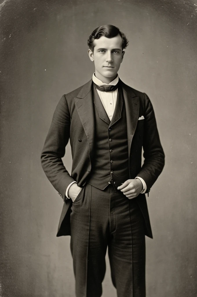 arafed photo of a man in a suit and tie posing for a picture, gustave bauman, 1 8 8 0 s photograph, inspired by Alexander Sharpe Ross, handsome man, 1 8 0 0 s vintage, vintage photo from 10, taken in the mid-late 1800s, inspired by Edwin Deakin