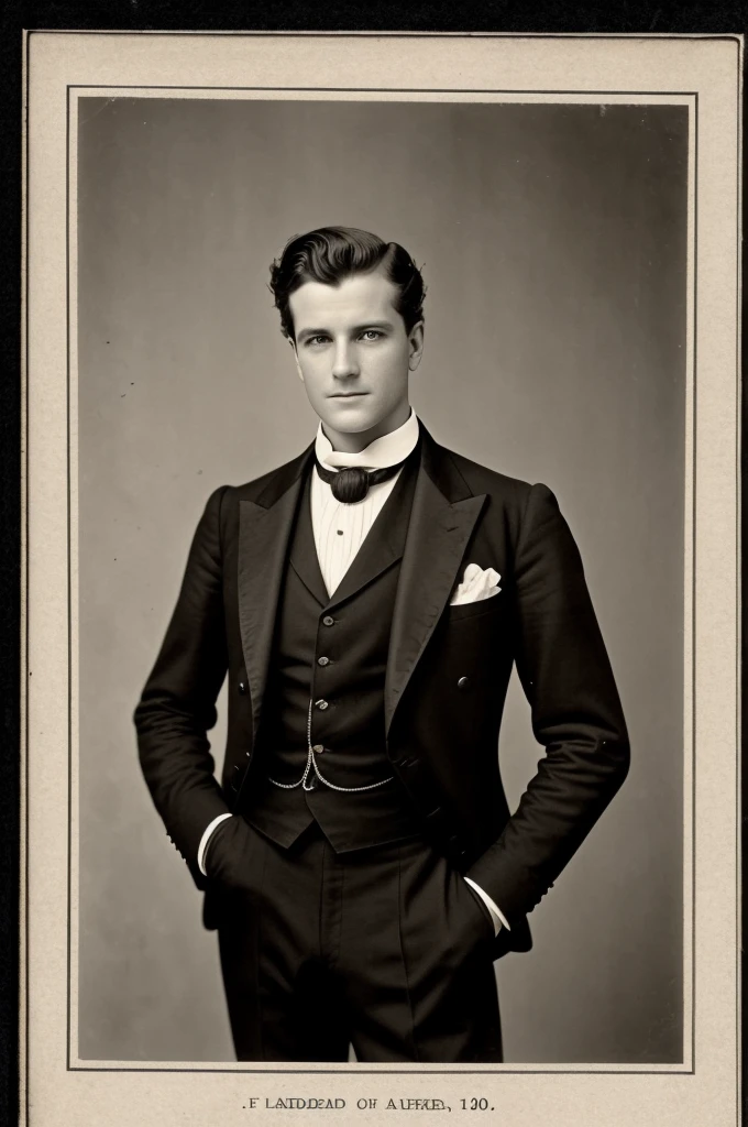 arafed photo of a man in a suit and tie posing for a picture, a black and white photo inspired by Alexander Sharpe Ross, flickr, art nouveau, gustave bauman, 1 8 8 0 s photograph, handsome man, 1 8 0 0 s vintage, vintage photo from 10, taken in the mid-late 1800s