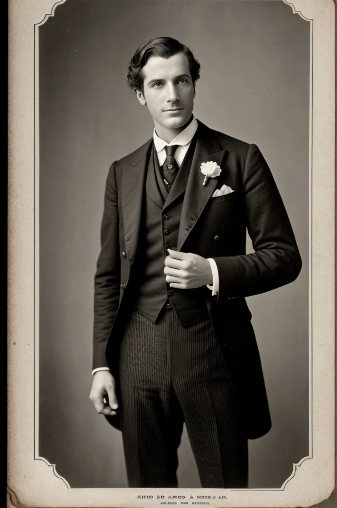 arafed photo of a man in a suit and tie posing for a picture, a black and white photo inspired by Alexander Sharpe Ross, flickr, art nouveau, gustave bauman, 1 8 8 0 s photograph, handsome man, 1 8 0 0 s vintage, vintage photo from 10, taken in the mid-late 1800s