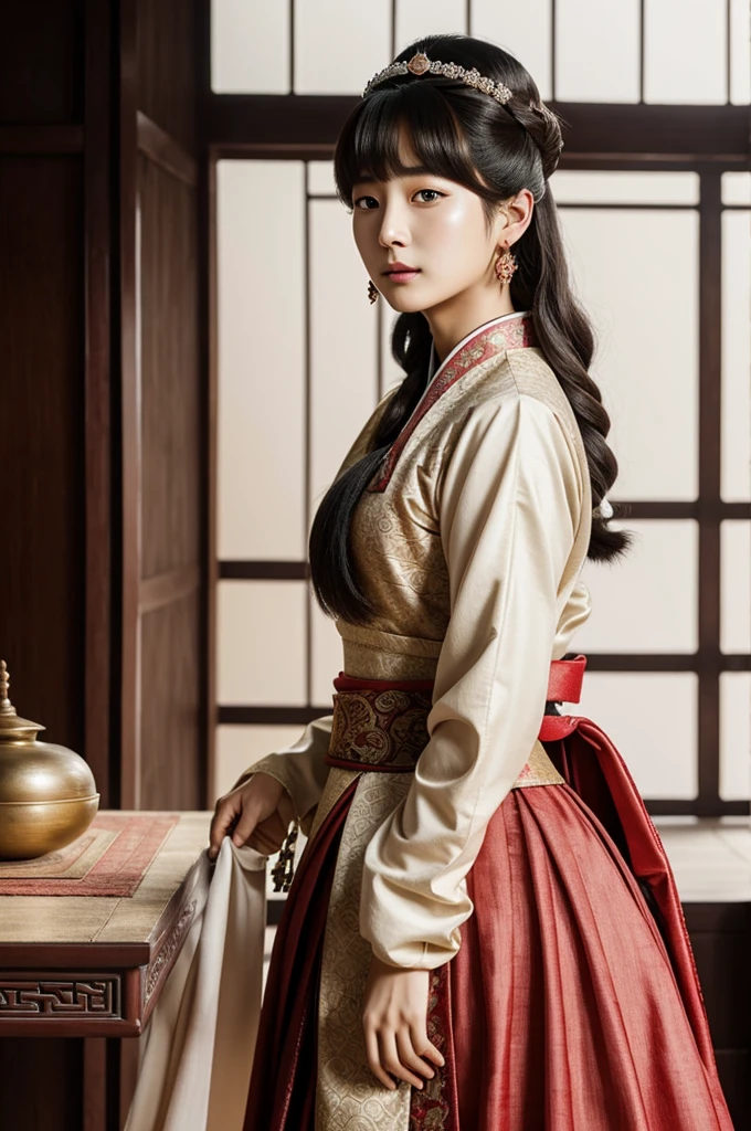 Jeon Jungkook as a concubine in the Joseon era of Korea, being queen